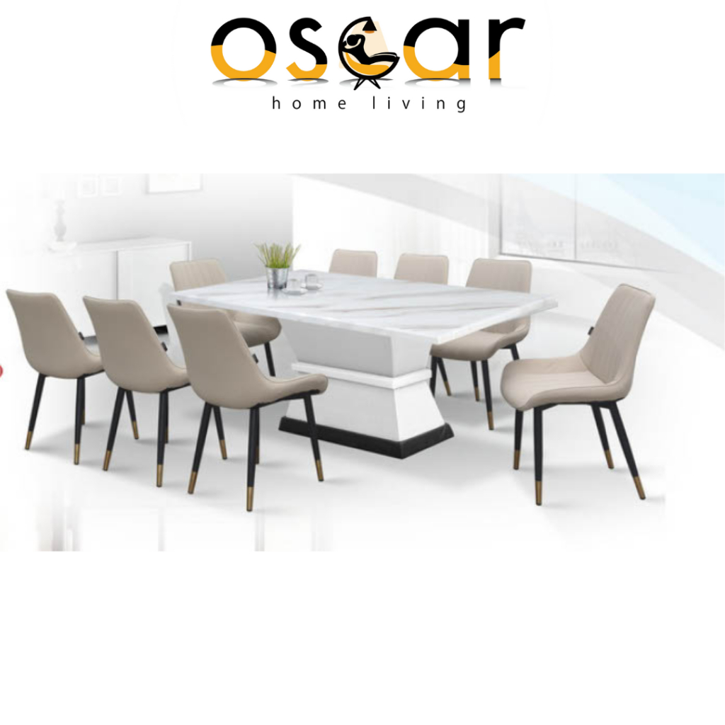 Oscarhomeliving Marble Dining Set Marble Dining Table Meja Makan