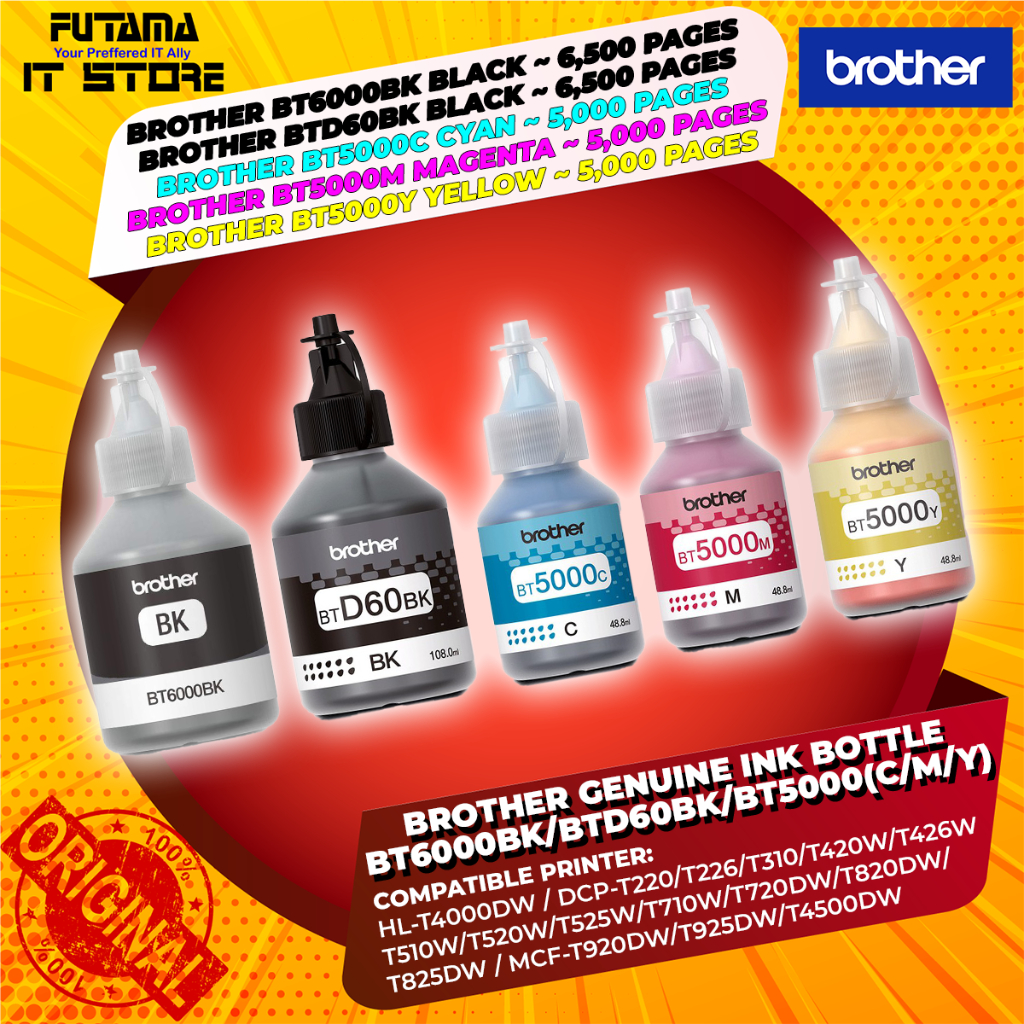 Brother Genuine Ink Bottle Btd Bk Bt Bk Black Pgs