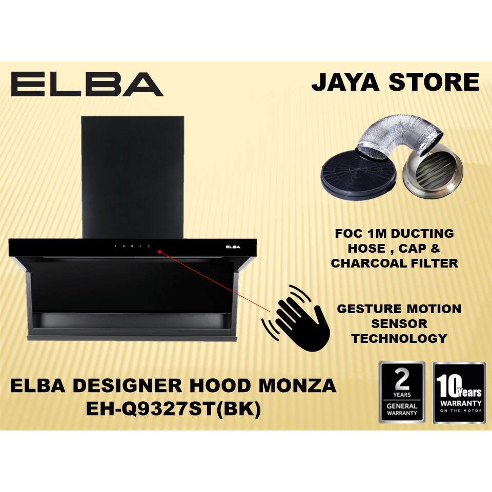 New Elba Designer Hood Monza Eh Q St Bk Dual Way Suction