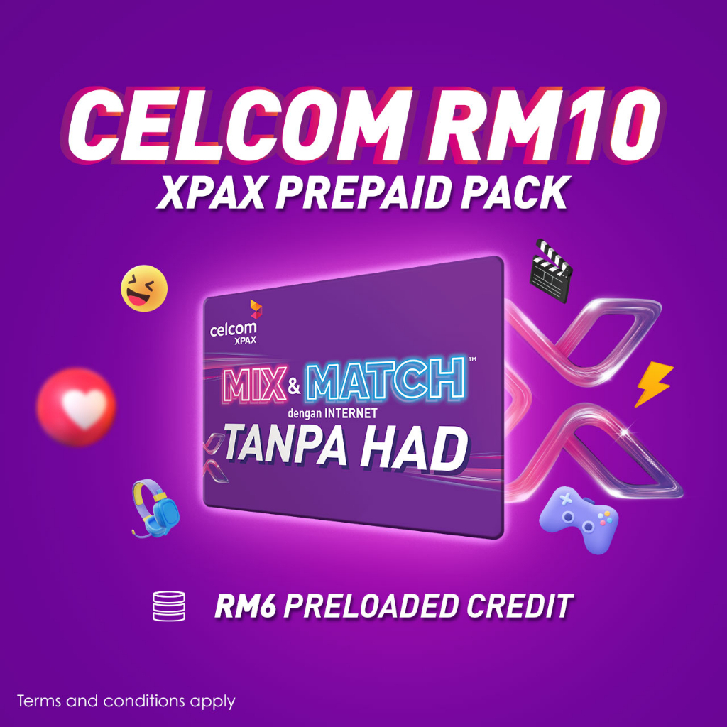 Celcom 5G Xpax New Prepaid Sim Card Unlimited Internet Unlimited Call