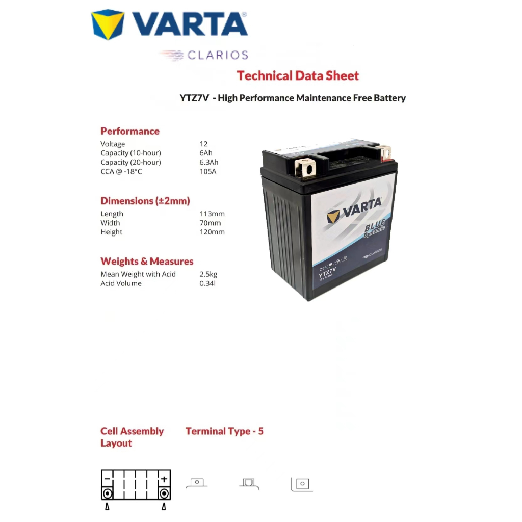 Ytz V Varta Battery Gel V Ah Nvx V Nmax V Original Size Yuasa