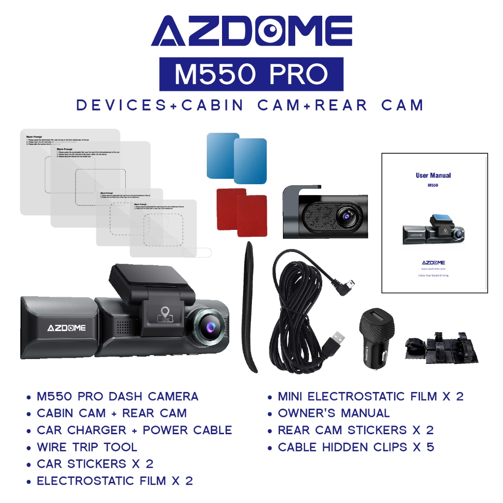 Azdome M Pro P K Ultra Hd Channel Front Rear Dashcam Night