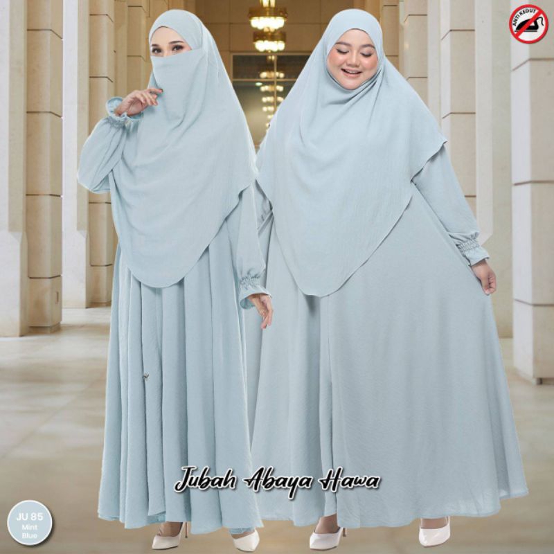 Set Umrah Jubah Tudung Hawa Dress Kaftan Labuh Dan Tudung Instant