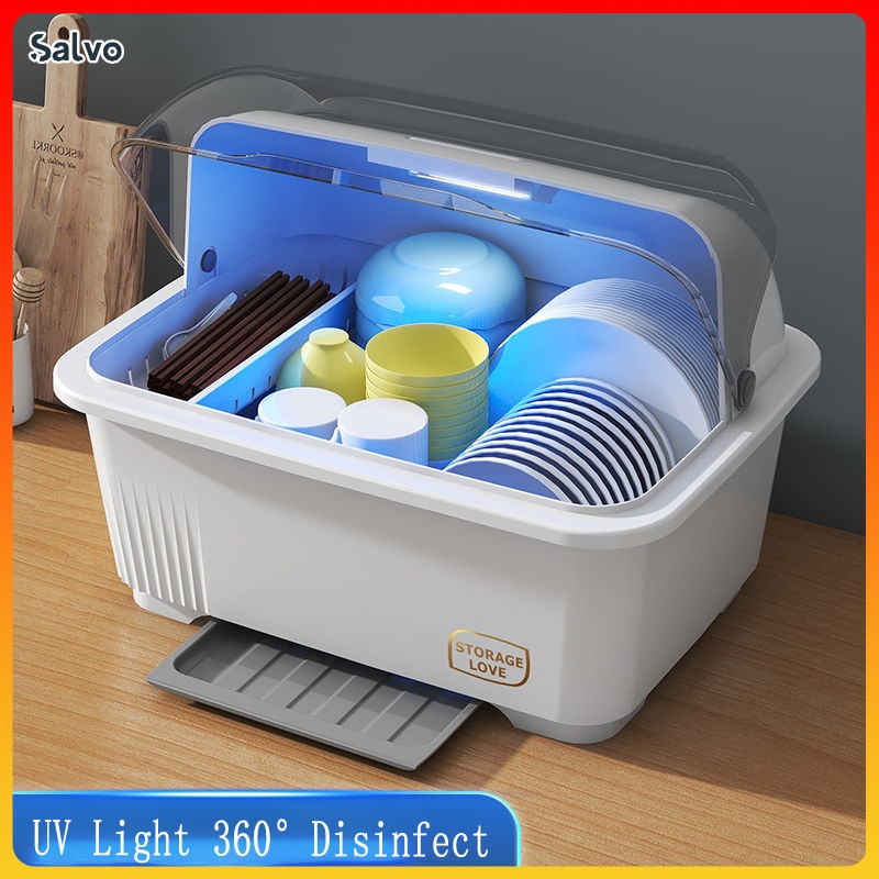 Salvo Uv Light Kitchen Dish Rack With Cover Disinfect Rak Pinggan