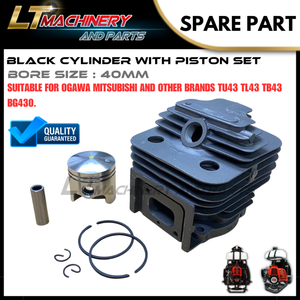 HEAVY DUTY Mesin Rumput Black Cylinder Piston 40MM TB43 TL43 BG430