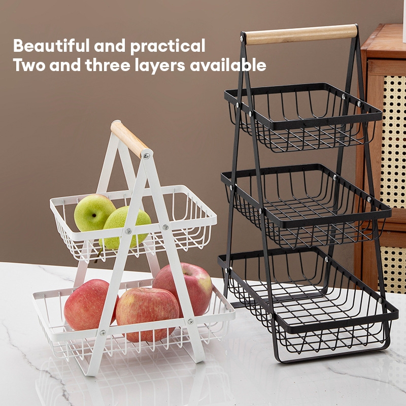 2 Tier Metal Fruit Rack Vegetable Onion Rack Fruit Basket Rak Bawang