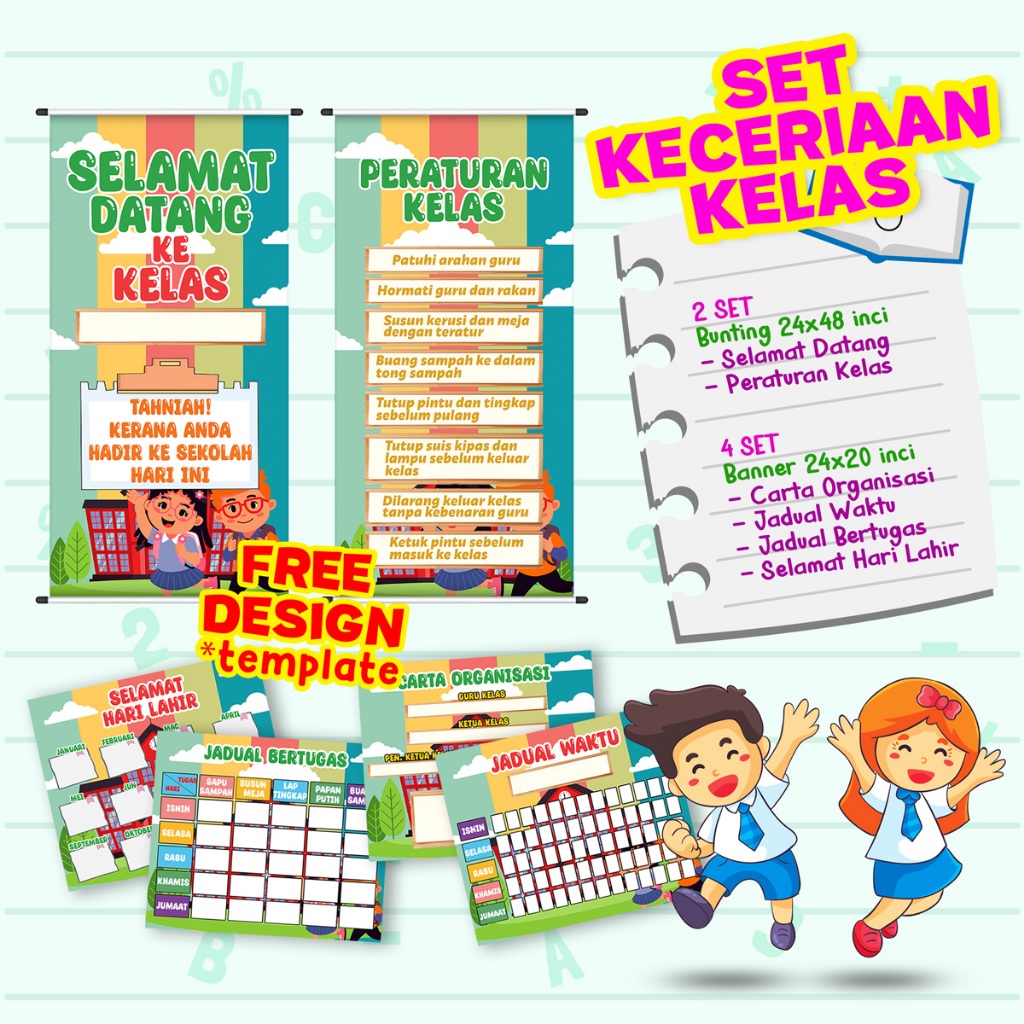 Pcs Set Keceriaan Kelas Free Design Banner Hiasan Kelas Untuk