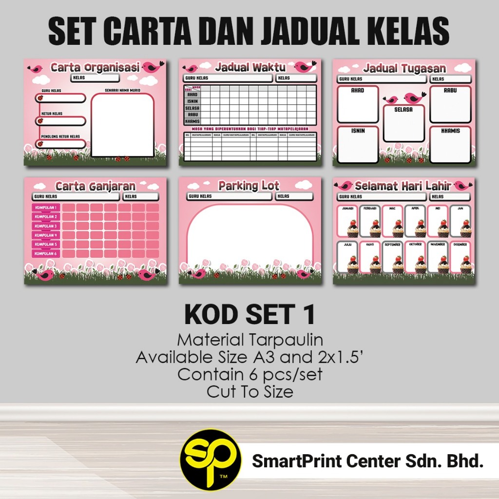 Banner Set Keceriaan Kelas Carta Dan Jadual Pkk Pak Pelbagai Tema