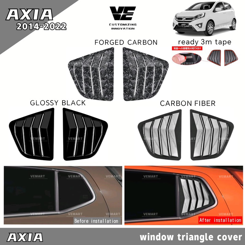 Vemart Axia Carbon Fiber Triangle Window Cover Mustang Design