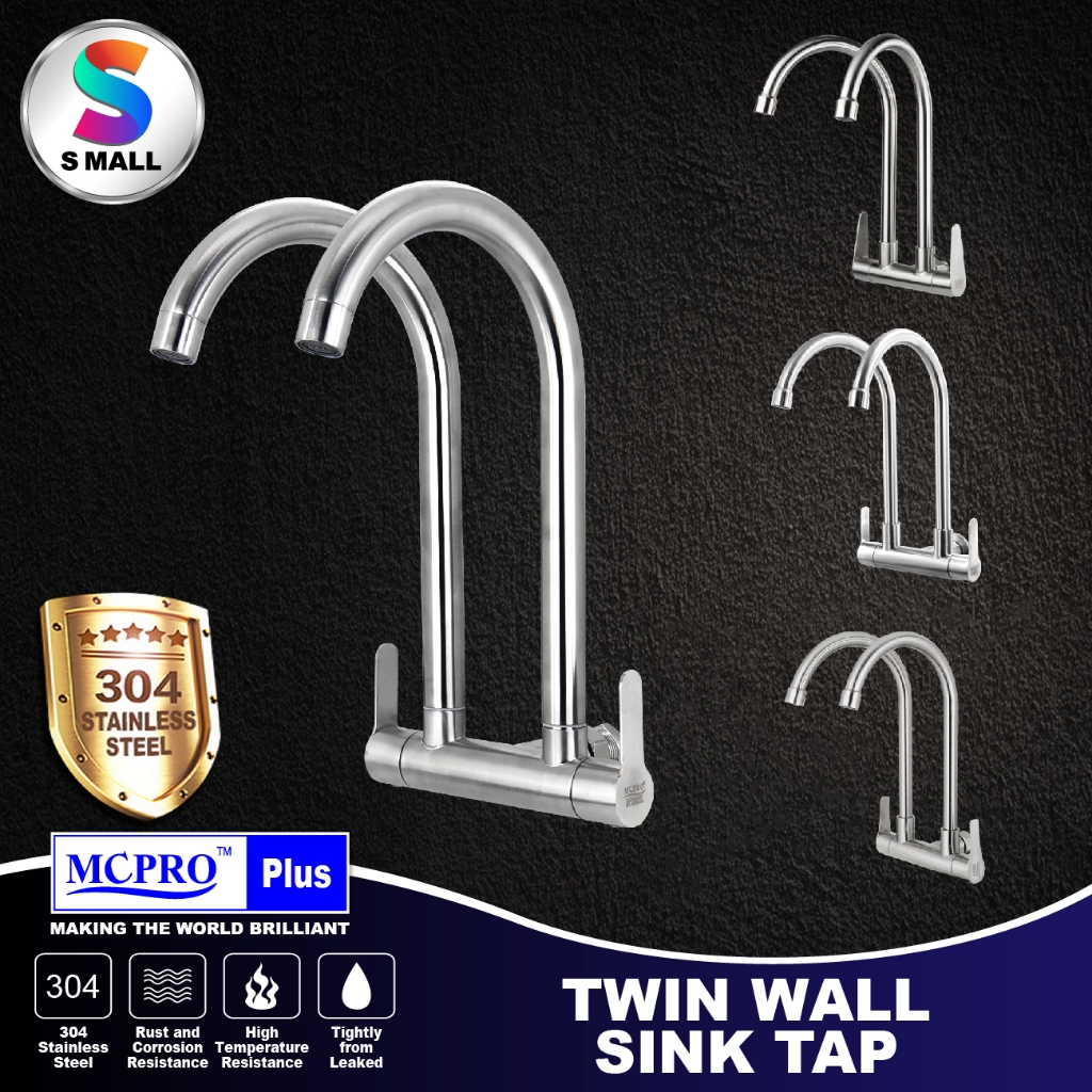 Mcpro Plus Stainless Steel Sus Kitchen Faucet Twin Wall Sink Water