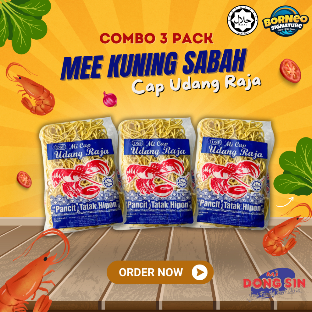 EDISI RAMADHAN 3PACK MEE KUNING SABAH CAP UDANG MERAH RAJA UDANG