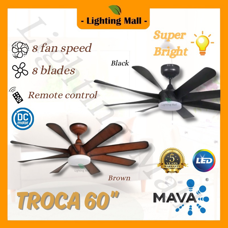 Mava Troca Dc Motor Speed Blades Ceiling Fan C Led Light