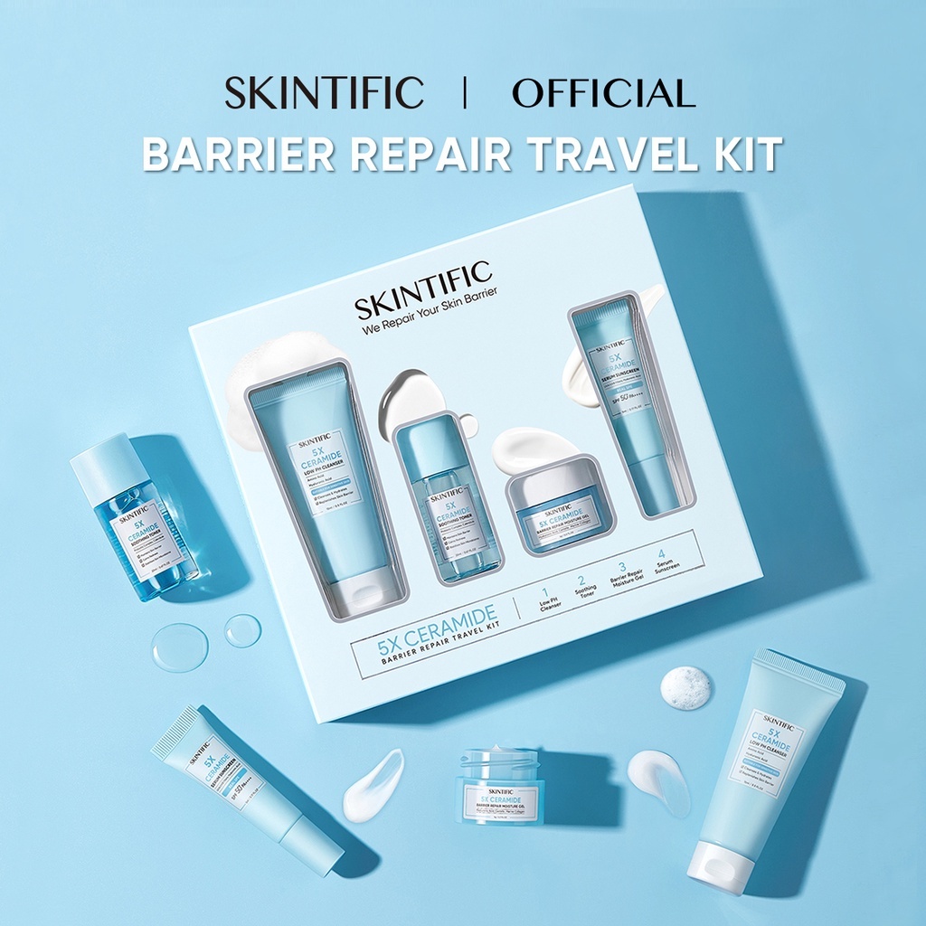 Skintific Barrier Travel Kit Skincare Paket X Moisturizer Cleanser