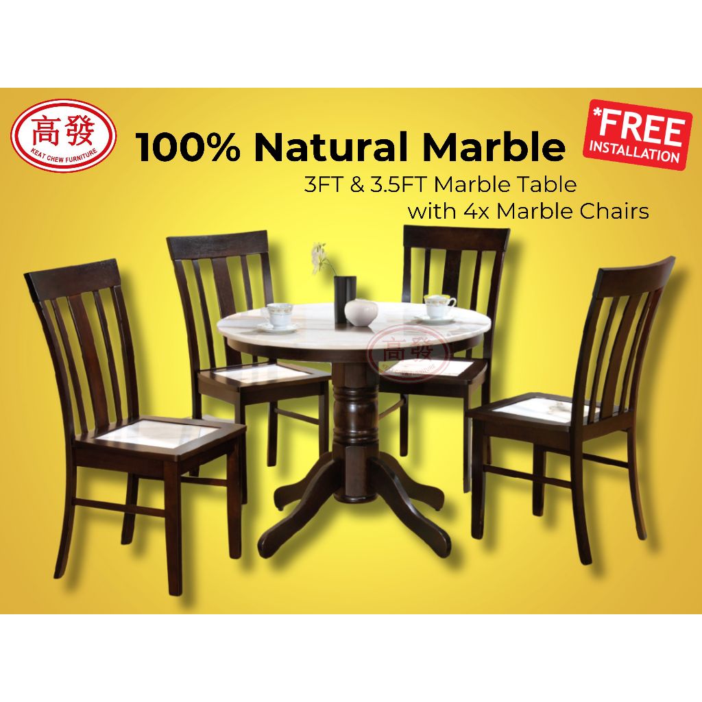 100 Natural Marble 3 5FT 3FT Marble Dining Marble Table With 4