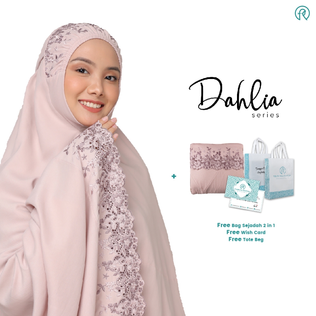 Dahlia Series Telekung Rawdah Beg Termasuk Premium Cotton Dual Lace