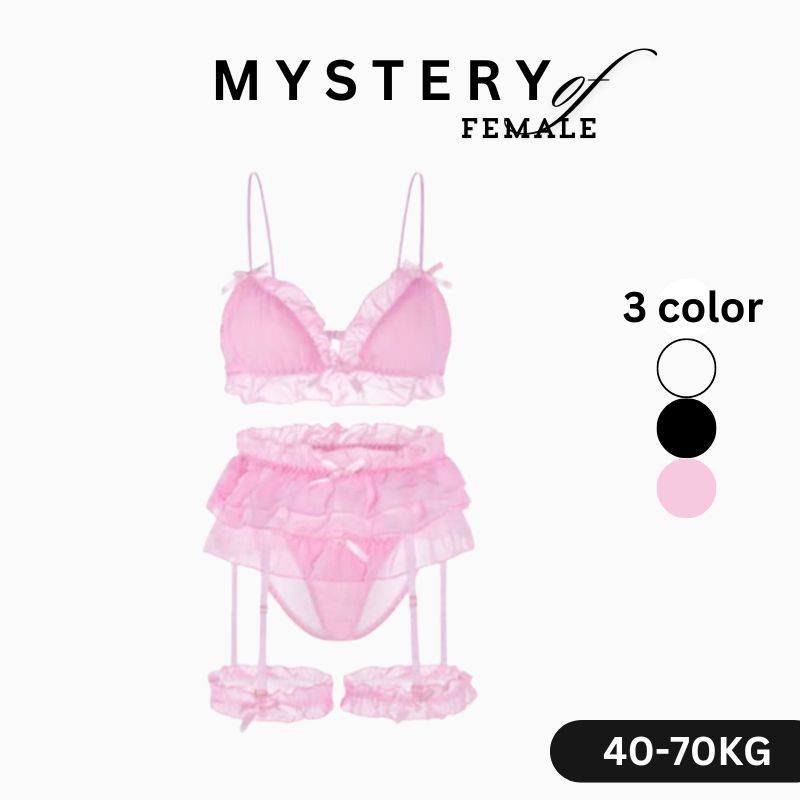 Sexy Ribbon Costume Lingerie Set With Garter Belt Sexy Sleepwear MFU