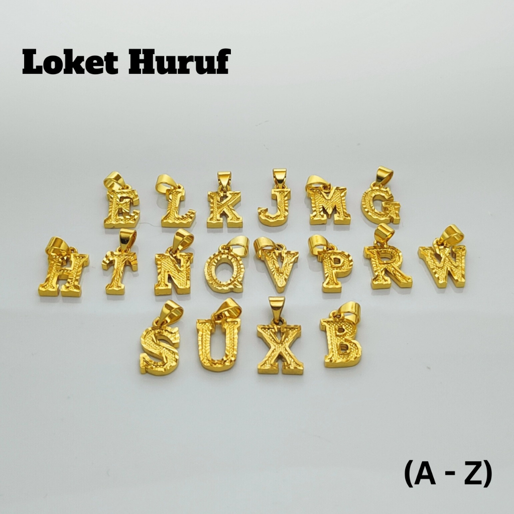 Loket Huruf Emas Korea Alphabet Pendant Gold Plated Huruf Loket