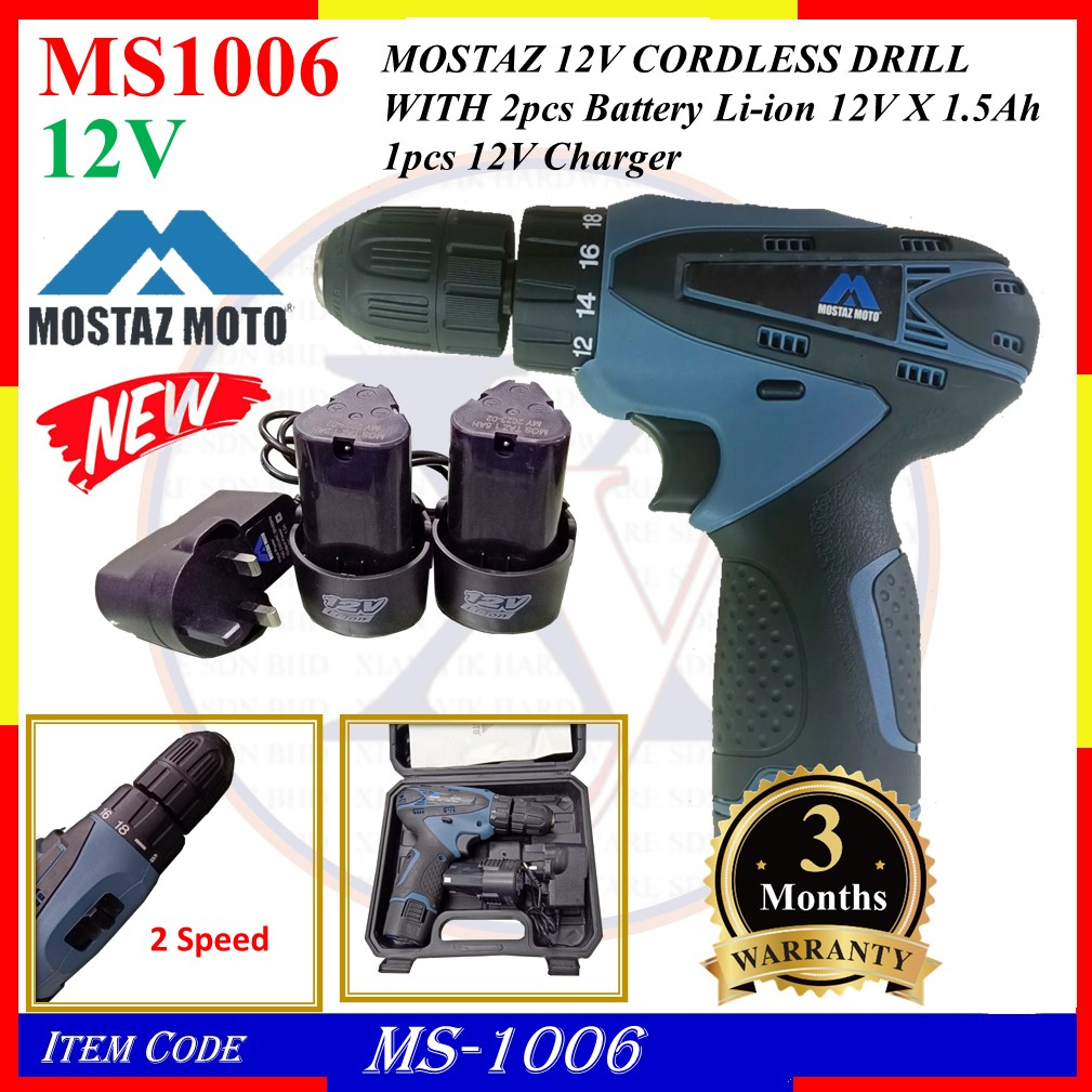 Ms Ms Mostaz V Cordless Drill With X Battery Li Ion Ah