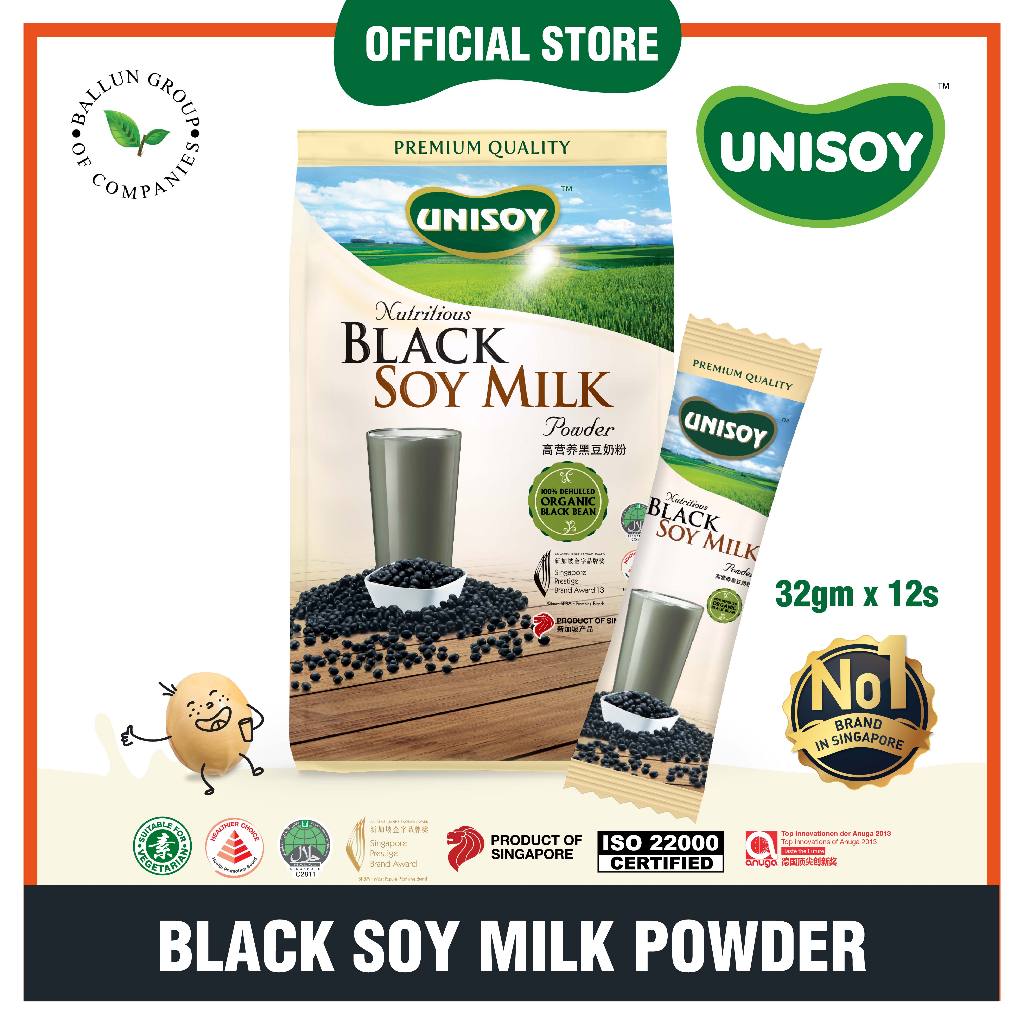 Unisoy Nutritious Black Soy Milk Powder 高营养黑豆奶粉 32g x 12 Sticks