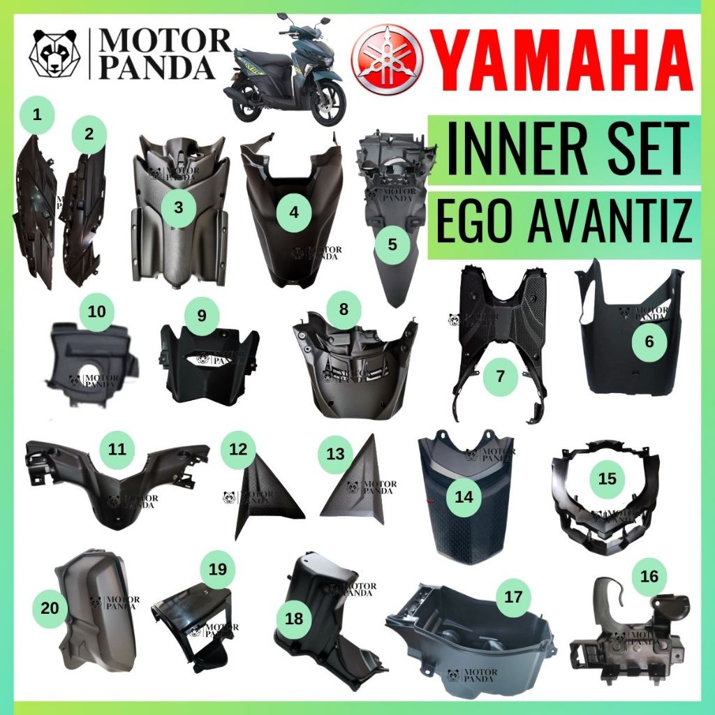 Ego Avantiz Avantis Inner Full Set Part Hitam Coverset Black Side Head