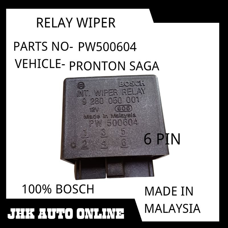 PW500604 RELAY WIPER PROTON SAGA WIRA 100 NEW MADE IN MALAYSIA BOSCH