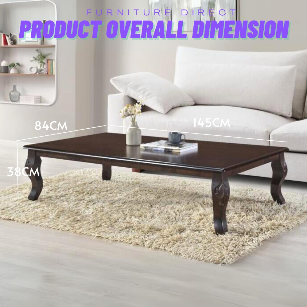 Furniture Direct TROY Solid Wood Rectangular Coffee Table Meja Kopi