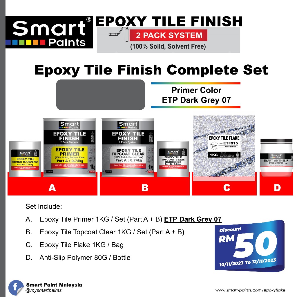 Smart Epoxy Tile Finish Primer Color ETP Dark Grey 07 Selection 1KG