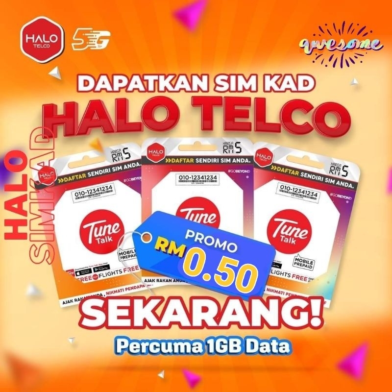 Simkad Halo Telco Tune Talk Pek Epik Jimat Shopee Malaysia