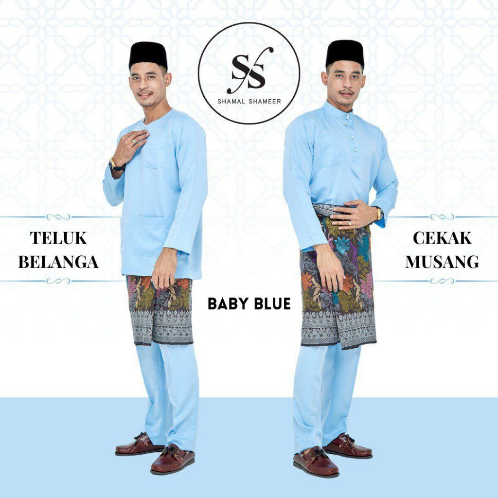 BAJU MELAYU BABY BLUE COLOUR TELUK BELANGA CEKAK MUSANG 2024 TIADA