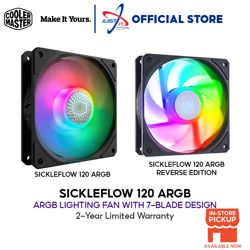 COOLER MASTER SICKLEFLOW 120 ARGB REVERSE EDITION CASING FAN Shopee