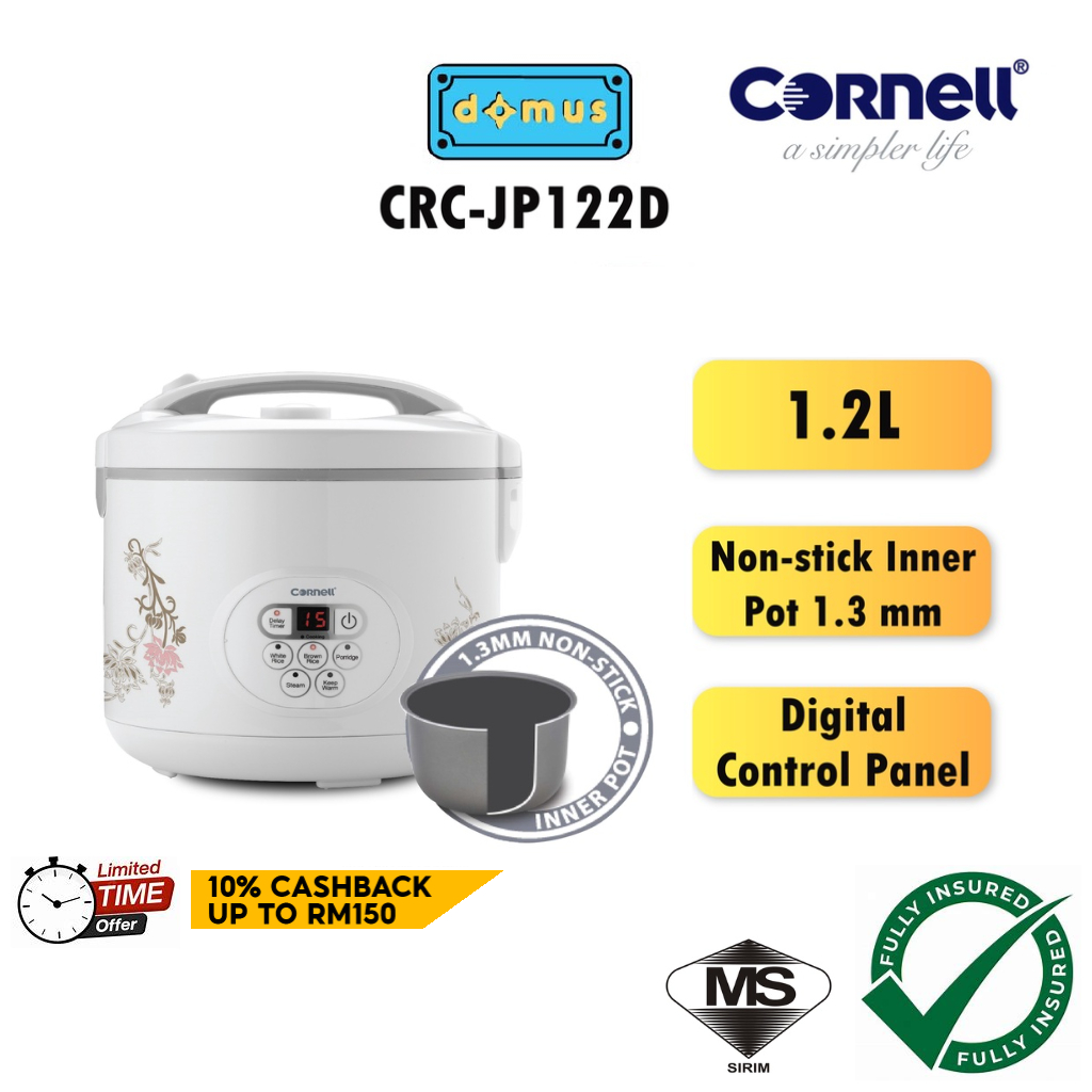 Cornell Digital Jar Rice Cooker With Food Steamer Tray Periuk Nasi