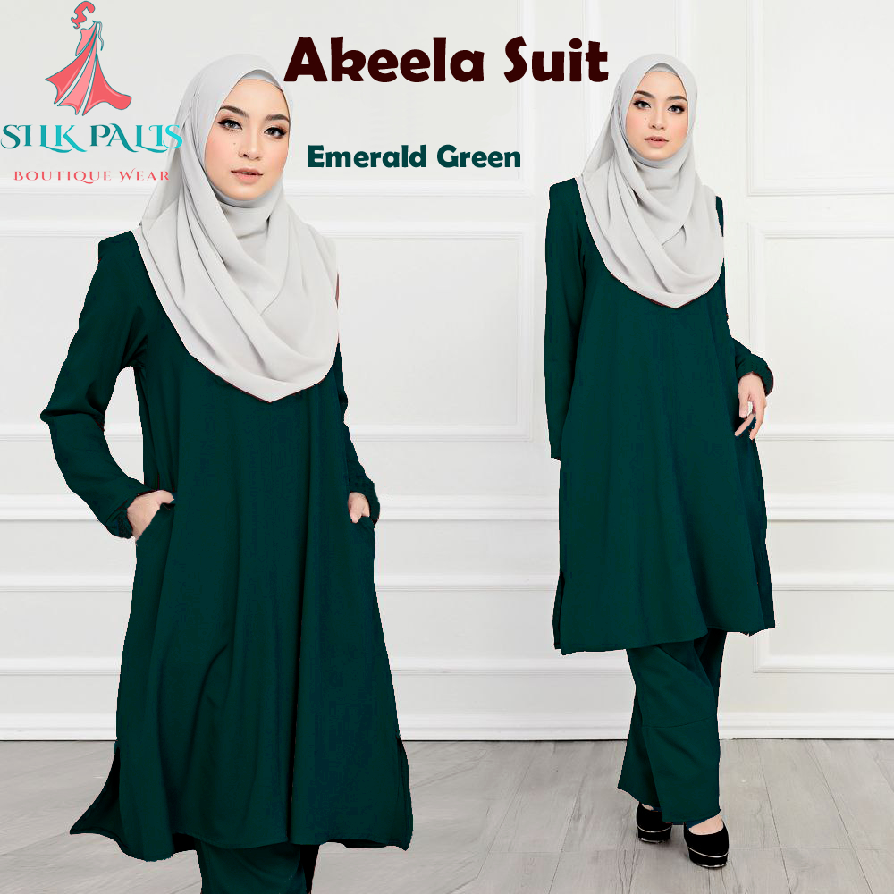 New Akeela Baju Seluar Suit Muslimah Set Pakaian Umrah Haji S Xl Putih