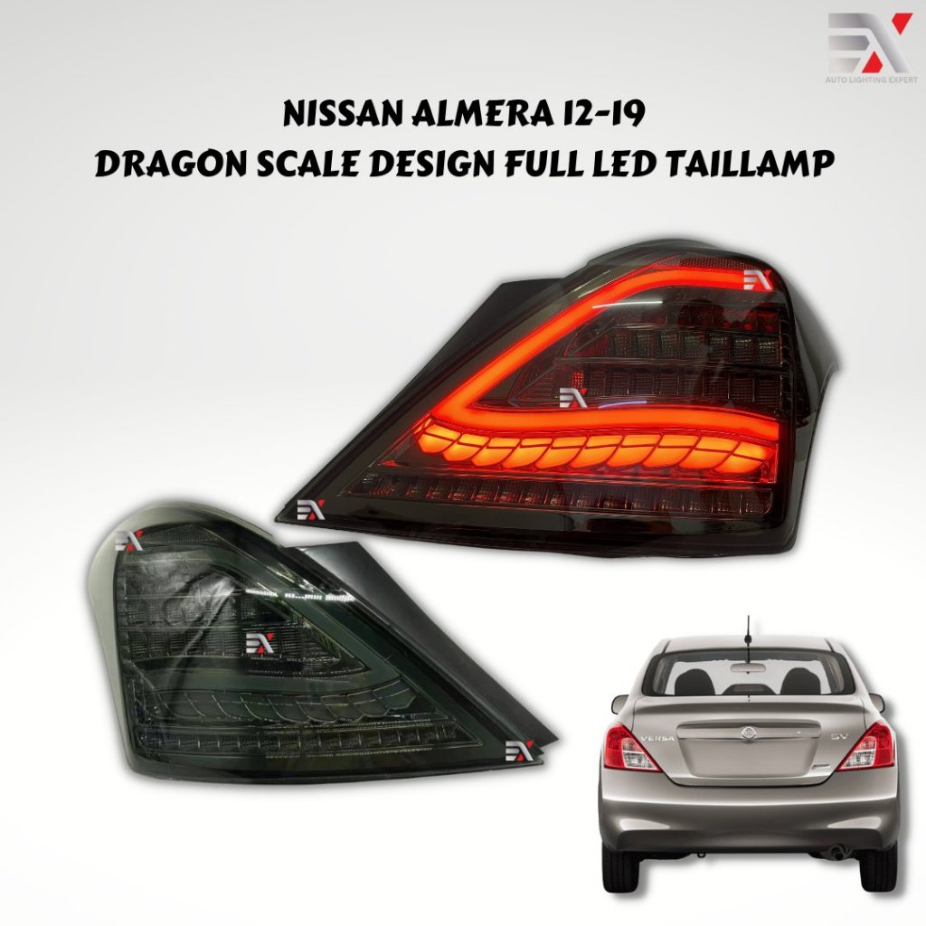 Nissan Almera Led Tail Lamp Dragon Scale Design Shopee Malaysia