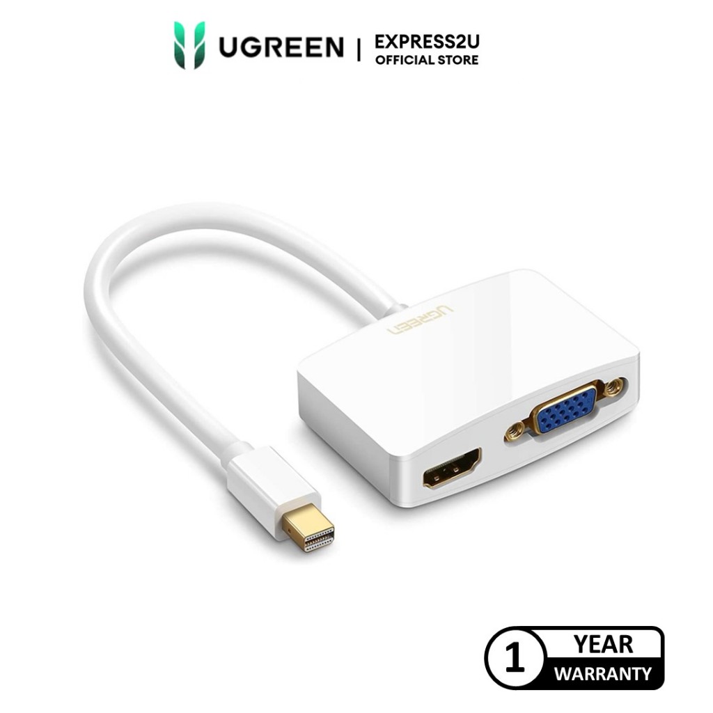 UGREEN MINI DP TO HDMI VGA CONVERTER 1080P WHITE Shopee Malaysia