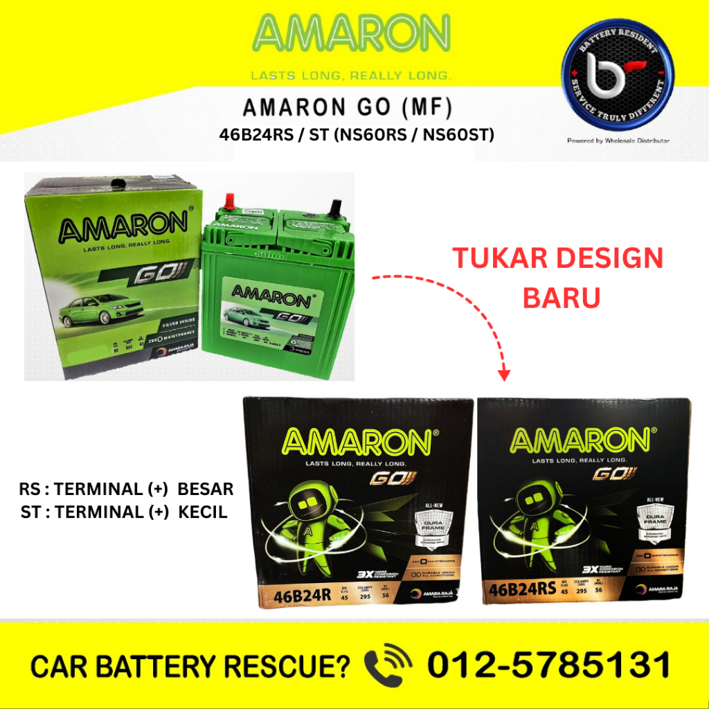 Installation Provided 46B24R NS60S ST Amaron Go Car Battery