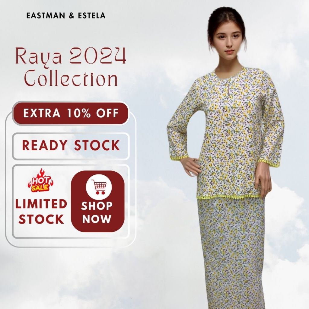 ESTELA BRAND BAJU KURUNG KEDAH SULAM KLASIK JELITA IRONLESS BAJU RAYA