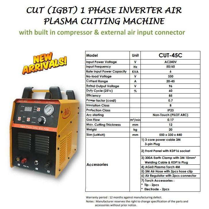 Mello Cut C Inverter Air Plasma Cutter Igbt With Built In Compressor