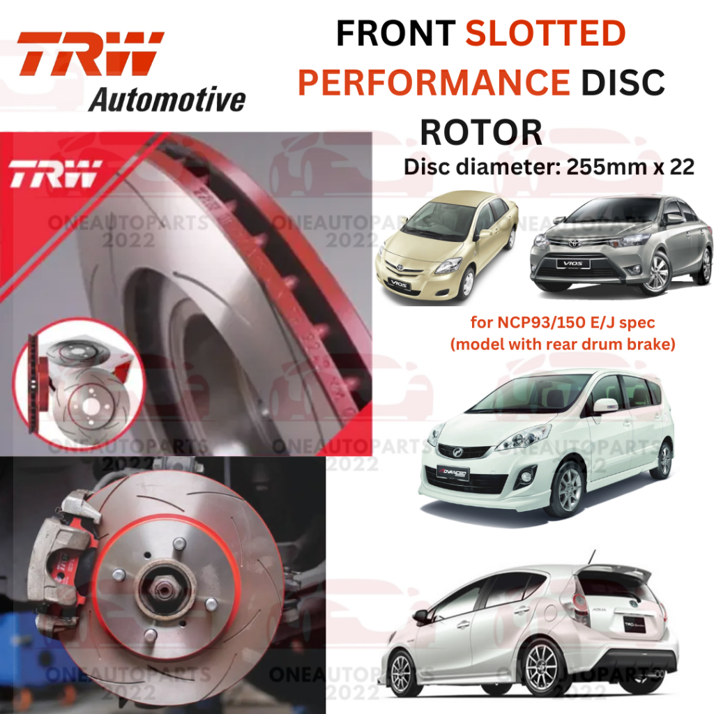 TRW XPS FRONT SLOTTED PERFORMANCE DISC ROTOR TOYOTA VIOS NCP93 NCP150 E