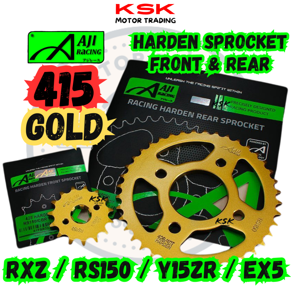 11 11 SALE AJI RACING 415 FRONT REAR SPROCKET GOLD HARDEN STEEL RXZ