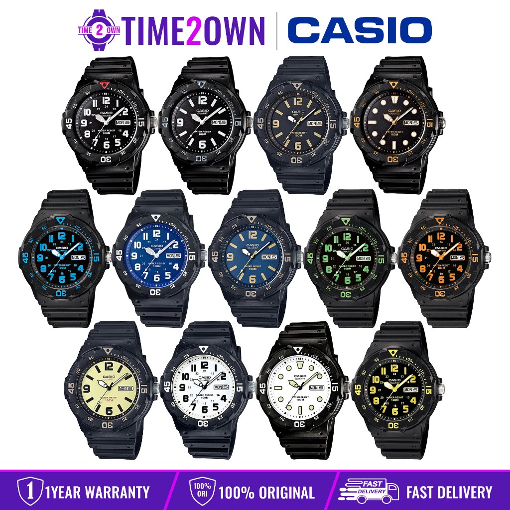 Casio Mrw H Day Date Display Quartz Analog Black Resin Band Unisex