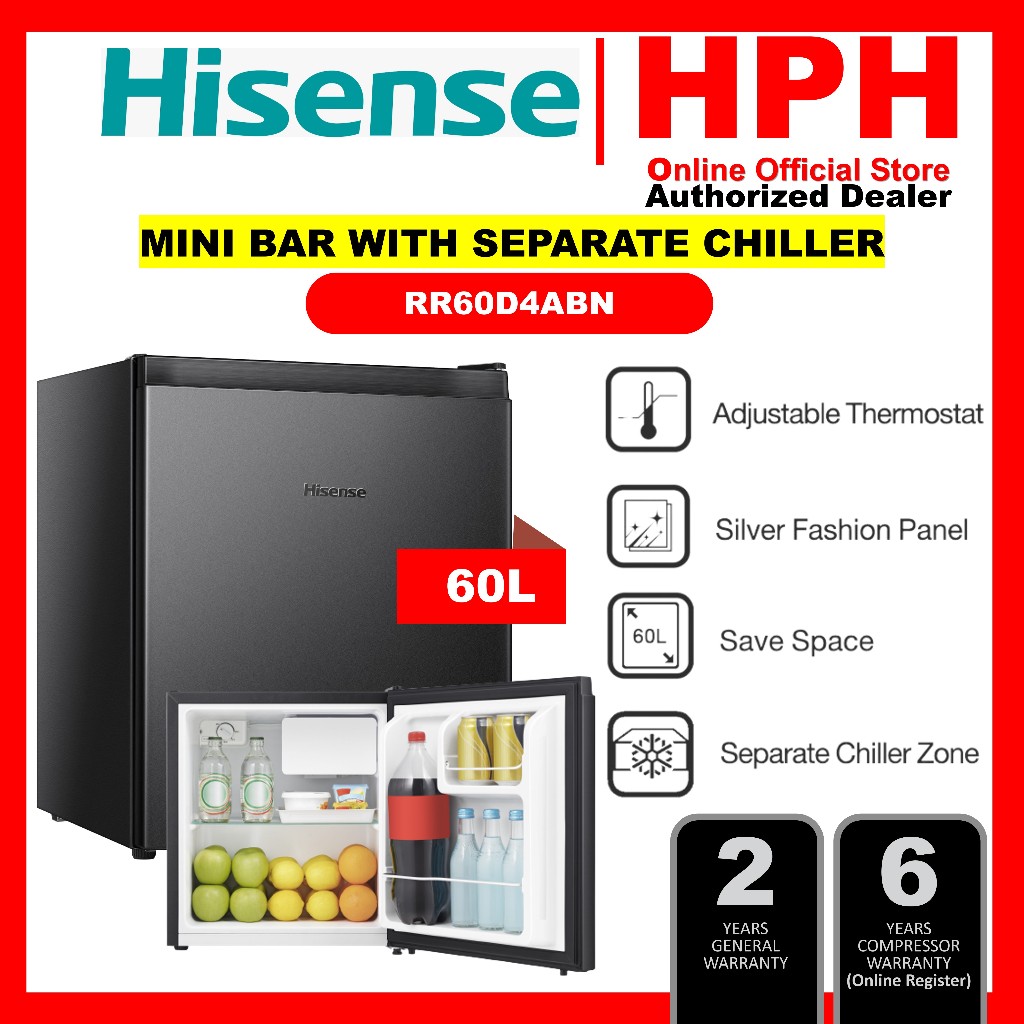 Hisense Midea Single Door Mini Bar Fridge Refrigerator 50L 60L