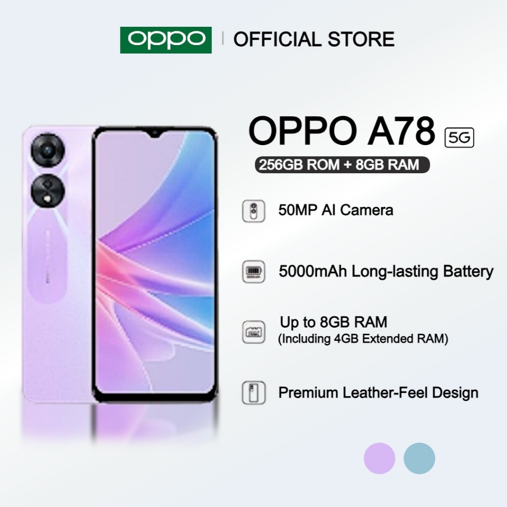 NEW OPPO A78 5G 8 8GB RAM Expansion W 256GB ROM 33W SUPERVOOC