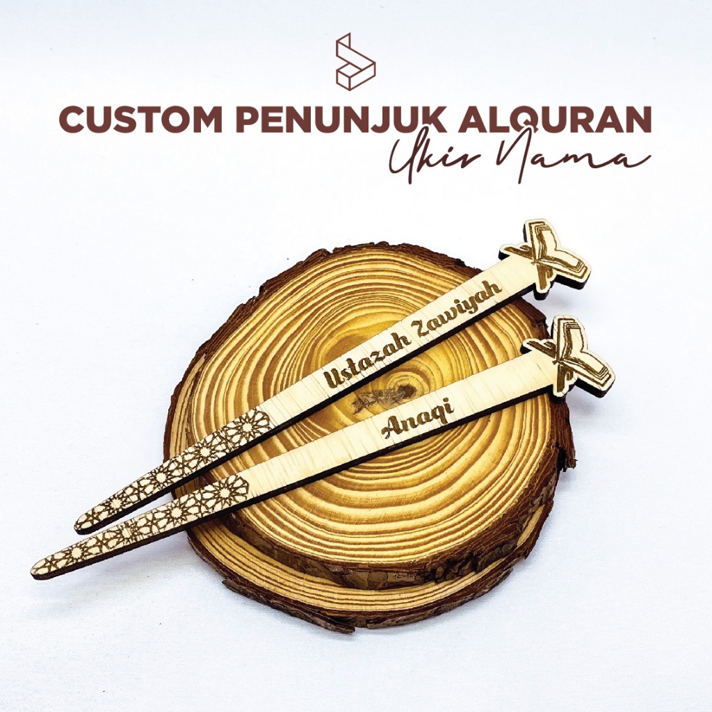 Custom Wooden Penunjuk Al Quran Free Ukir Nama Personal Penunjuk Al