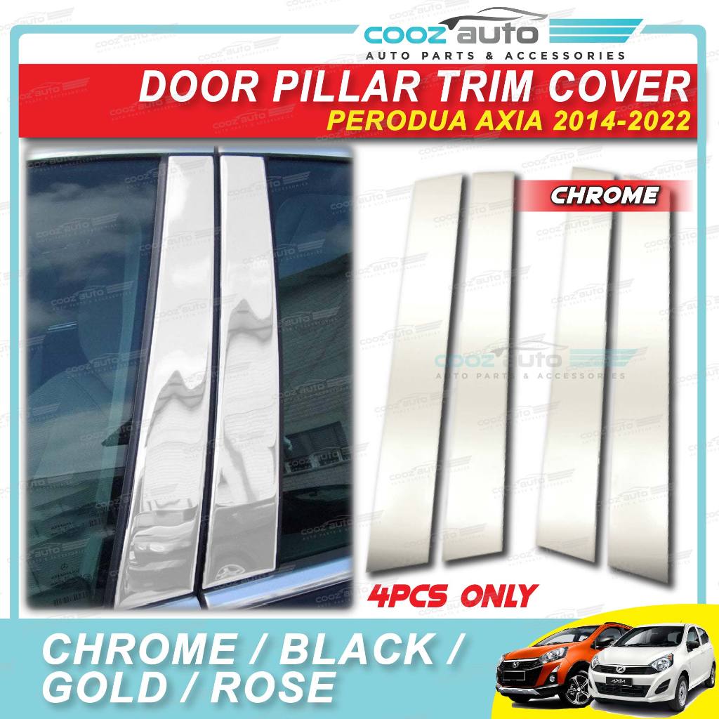 Car Perodua Axia Car Chrome Door Window Pillar Trim Cover Gold Rose