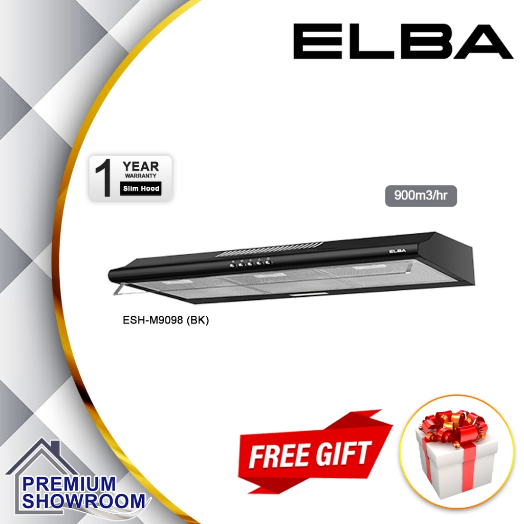 Elba Esh M Bk Twin Motor Black Coated Cm Kitchen Cooker Hood