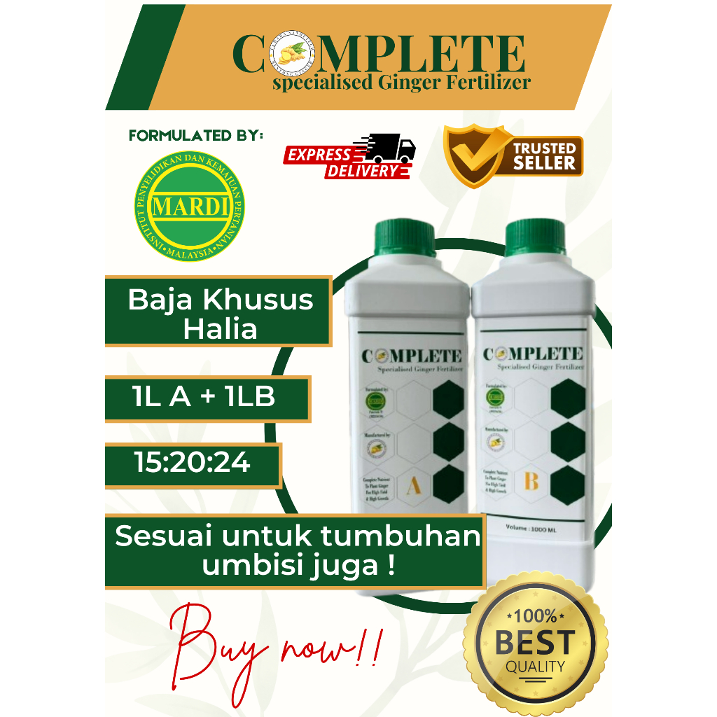 GINGER FERTILIZER COMPLETE 1L BAJA KHUSUS HALIA AB CECAIR 1L Shopee