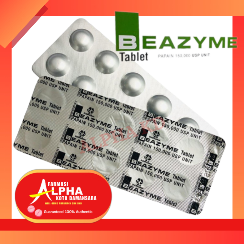 BEAZYME PAPAIN 150 000 USP UNIT 10 S Strip ANTI INFLAMMATION AND