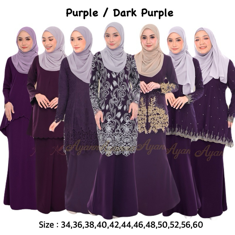 Size Tema Sedondon Dark Purple Kurung Moden Riau Kebaya Raya