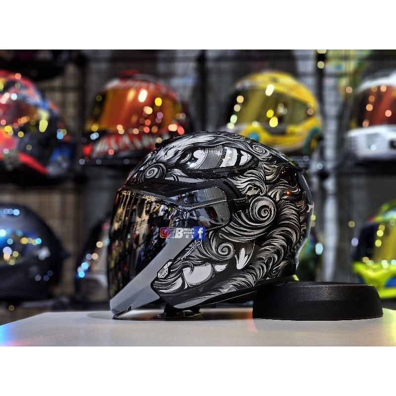 Original GSB G 263 Lion Silver Open Face Helmet Shopee Malaysia