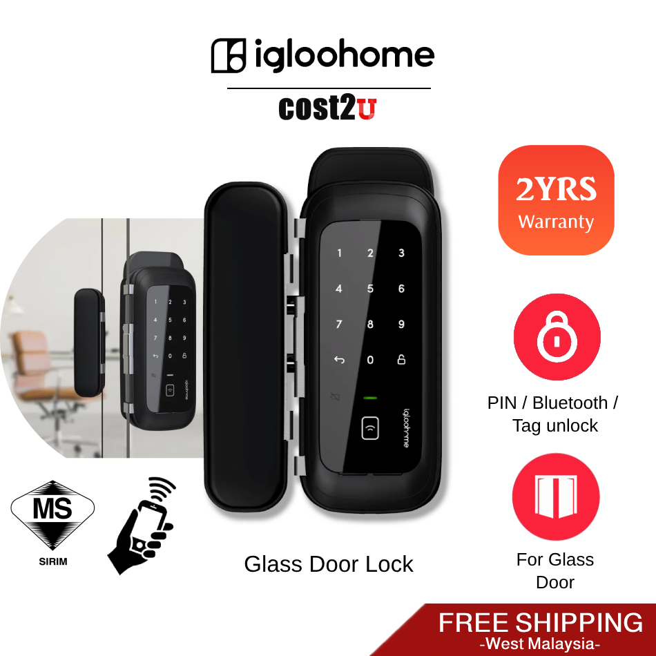 Igloohome Smart Glass Door Lock Rg Smart Digital Glass Door Lock